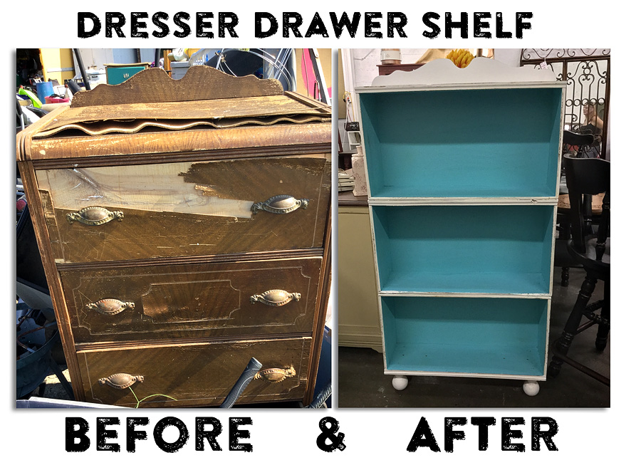 Before After Waterfall Dresser Into A Book Shelf M J Rustic